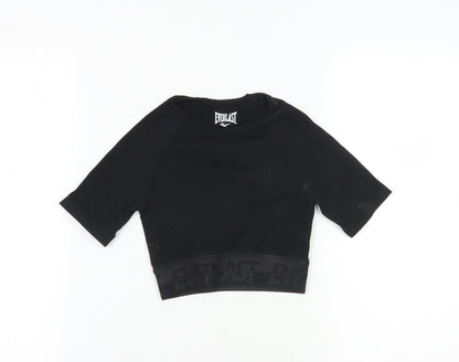 Everlast Black Cropped Gym T-Shirt UK 8 Short Sleeve