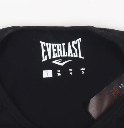Everlast Black Cropped Gym T-Shirt UK 8 Short Sleeve