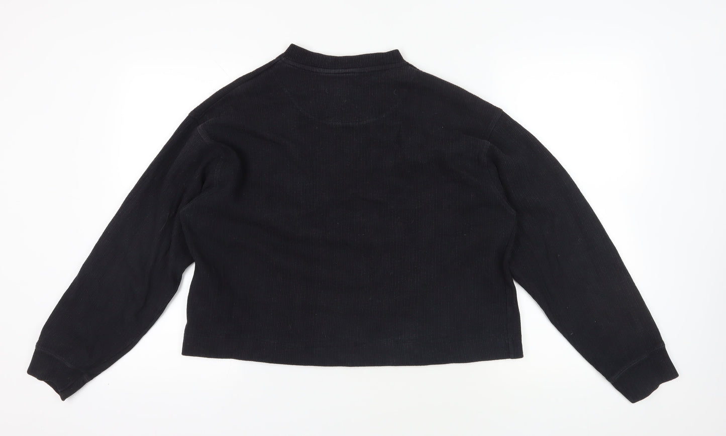 Petroleum Black V-Neck Striped Sweatshirt, Size L