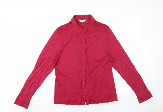 EAST Womens Pink Viscose Basic Button-Up Size 18 Collared