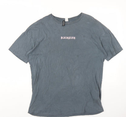 Blackpink Womens Grey Cotton Basic T-Shirt Size S Round Neck