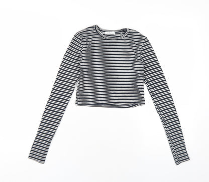 Womens UK Size S Zara Black Cropped T-Shirt