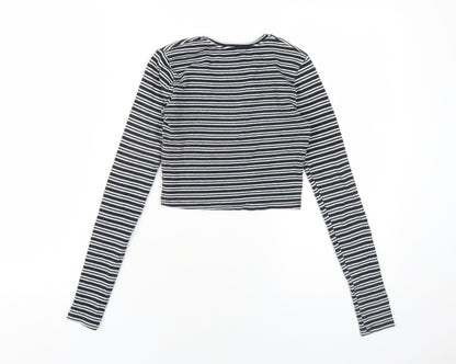 Womens UK Size S Zara Black Cropped T-Shirt