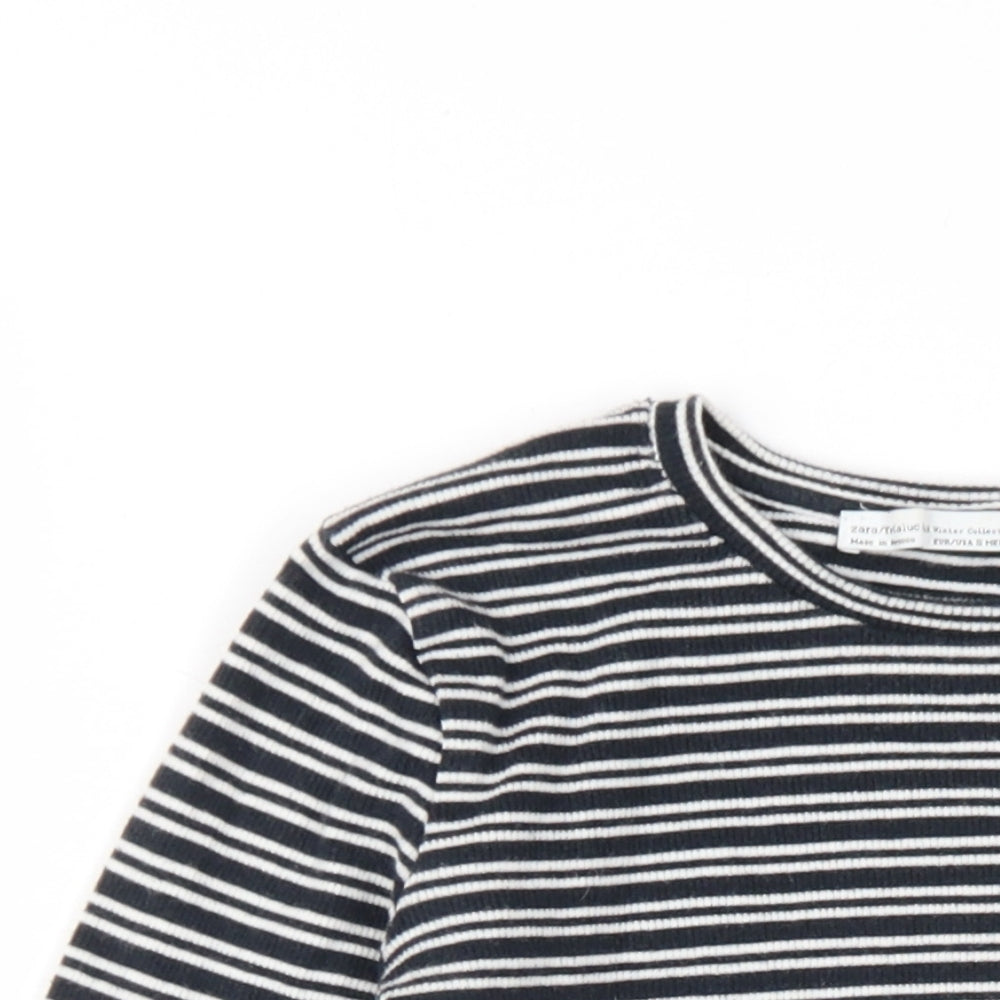 Womens UK Size S Zara Black Cropped T-Shirt