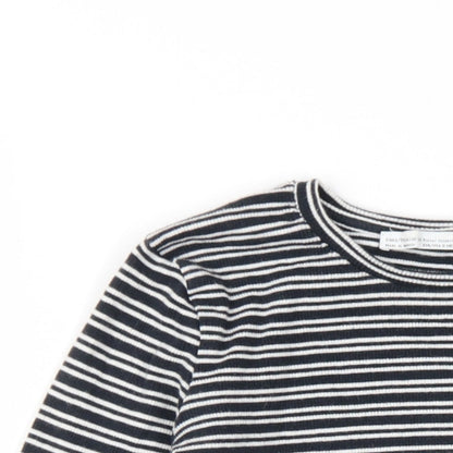 Womens UK Size S Zara Black Cropped T-Shirt