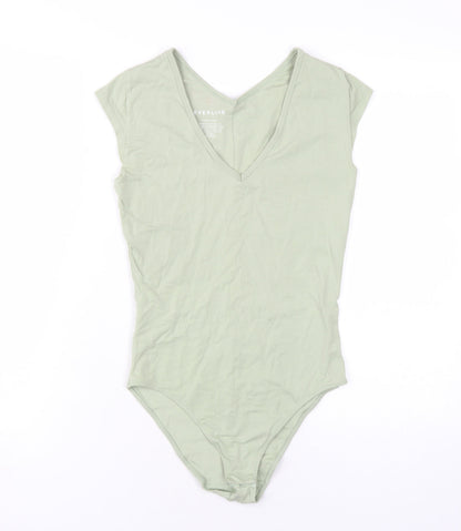 Everlane Womens Green Cotton Bodysuit One-Piece Size S Snap