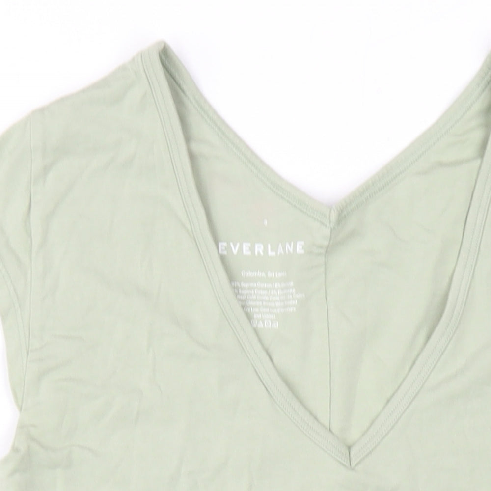 Everlane Womens Green Cotton Bodysuit One-Piece Size S Snap