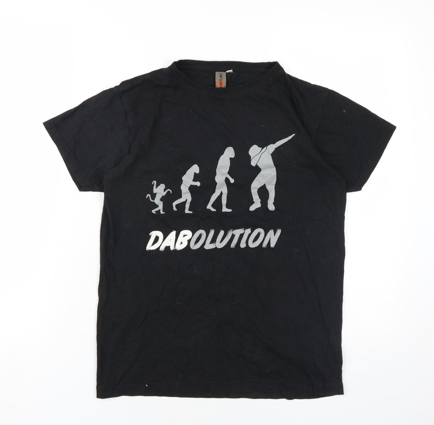 Urban Outlaws Boys Black Cotton Basic T-Shirt Size 13-14 Years Round Neck Pullover