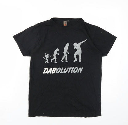 Urban Outlaws Boys Black Cotton Basic T-Shirt Size 13-14 Years Round Neck Pullover