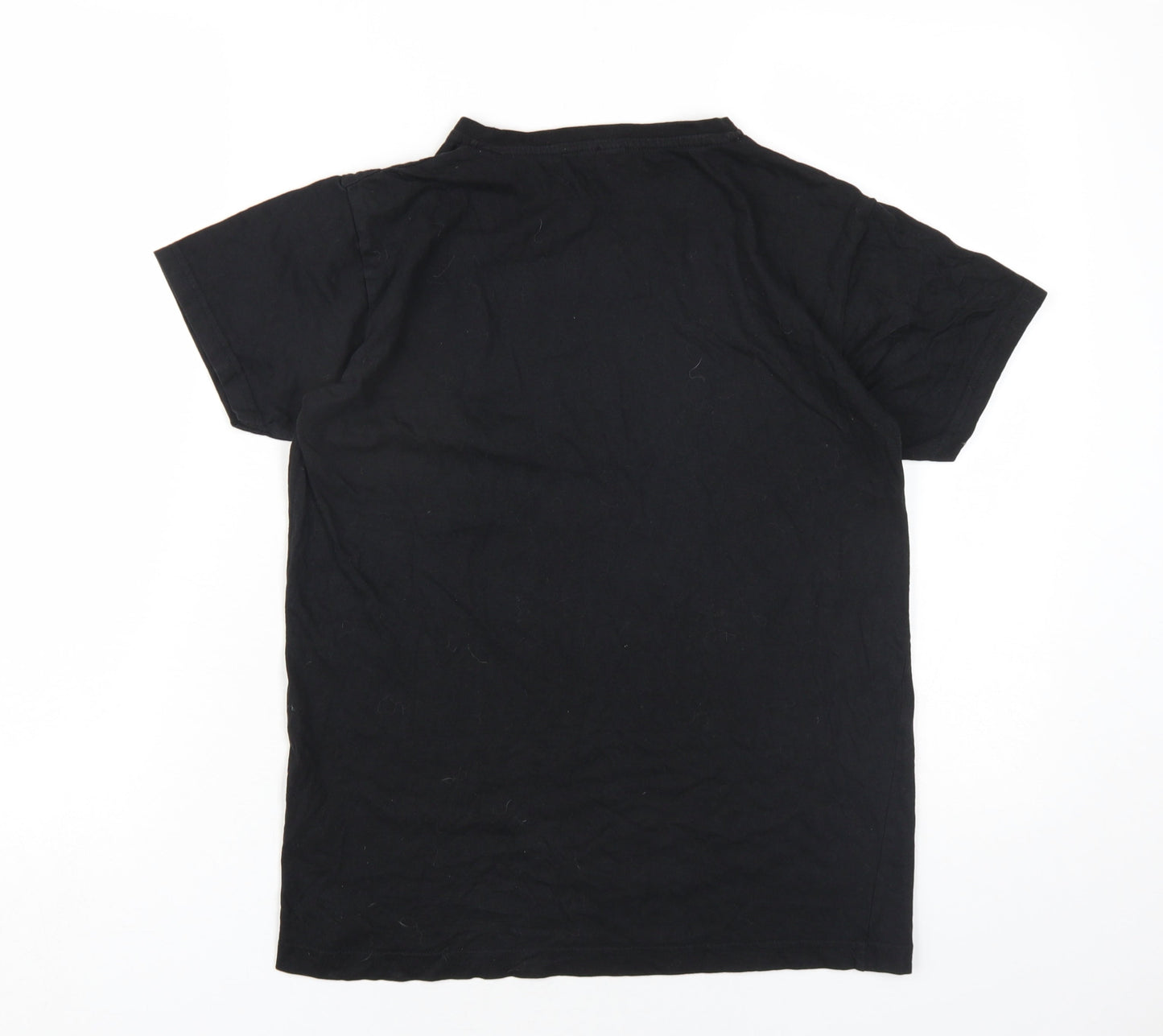 Urban Outlaws Boys Black Cotton Basic T-Shirt Size 13-14 Years Round Neck Pullover