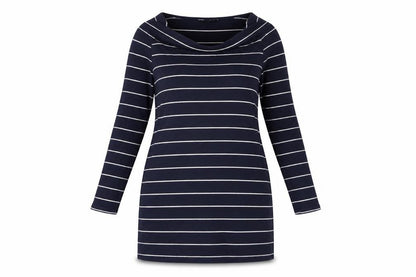 Dorothy Perkins Womens Blue Striped Cotton Bodycon Size 16 Cowl Neck Pullover