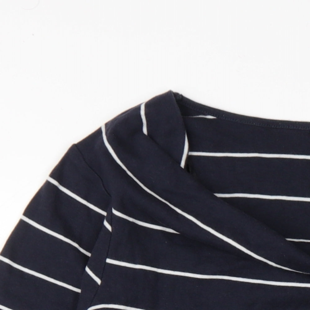 Dorothy Perkins Womens Blue Striped Cotton Bodycon Size 16 Cowl Neck Pullover