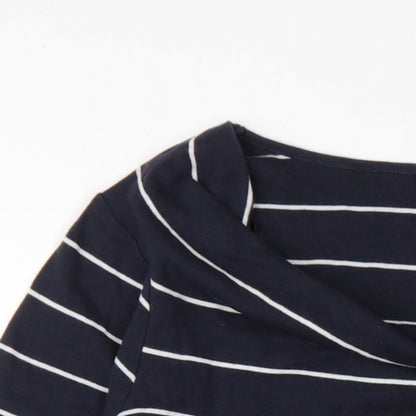 Dorothy Perkins Womens Blue Striped Cotton Bodycon Size 16 Cowl Neck Pullover