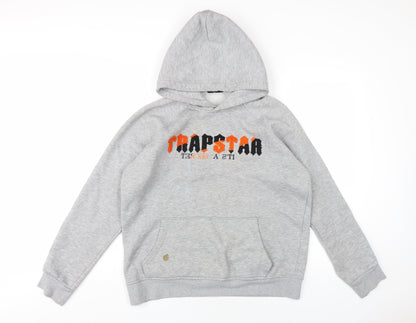 Trapstar Mens Grey Cotton Pullover Hoodie Size L