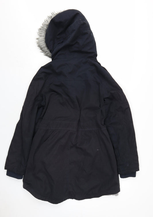 Womens UK Size M Oasis Black Parka Coat