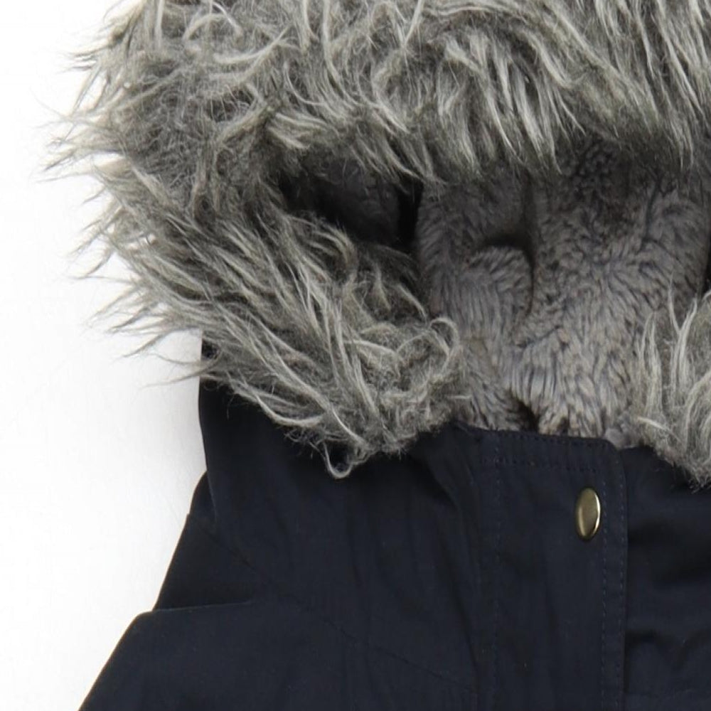 Womens UK Size M Oasis Black Parka Coat