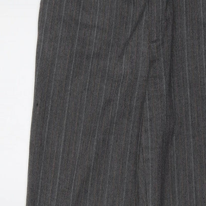 Mexx Womens Grey Striped Polyester Trousers Size 12 L30 in Regular Zip