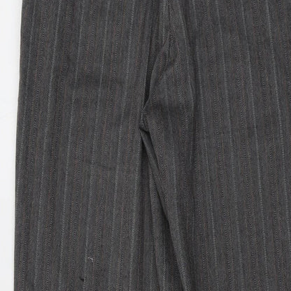 Mexx Womens Grey Striped Polyester Trousers Size 12 L30 in Regular Zip