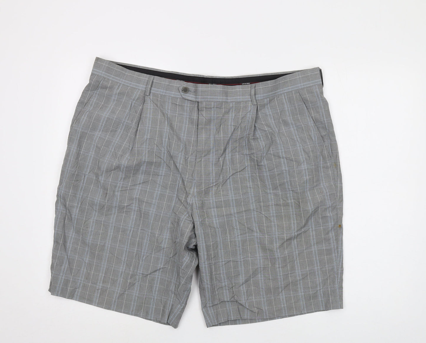 Maine Golf Mens Grey Plaid Cotton Chino Shorts Size 42 in L10 in Regular Button