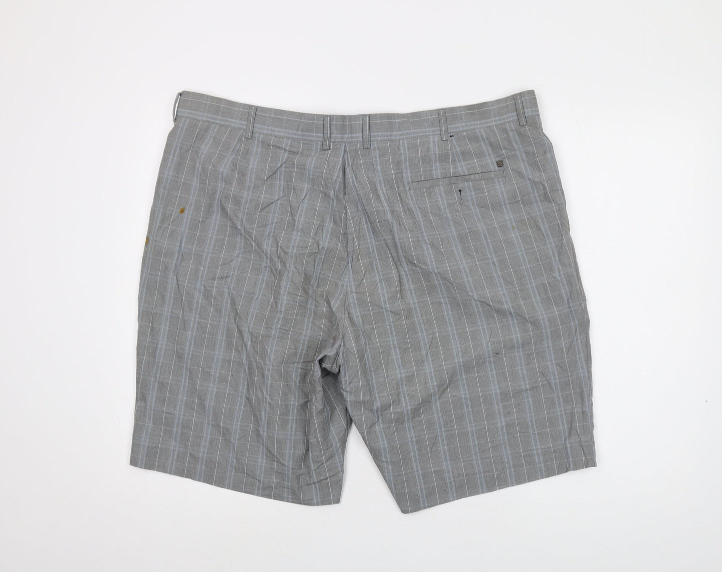 Maine Golf Mens Grey Plaid Cotton Chino Shorts Size 42 in L10 in Regular Button
