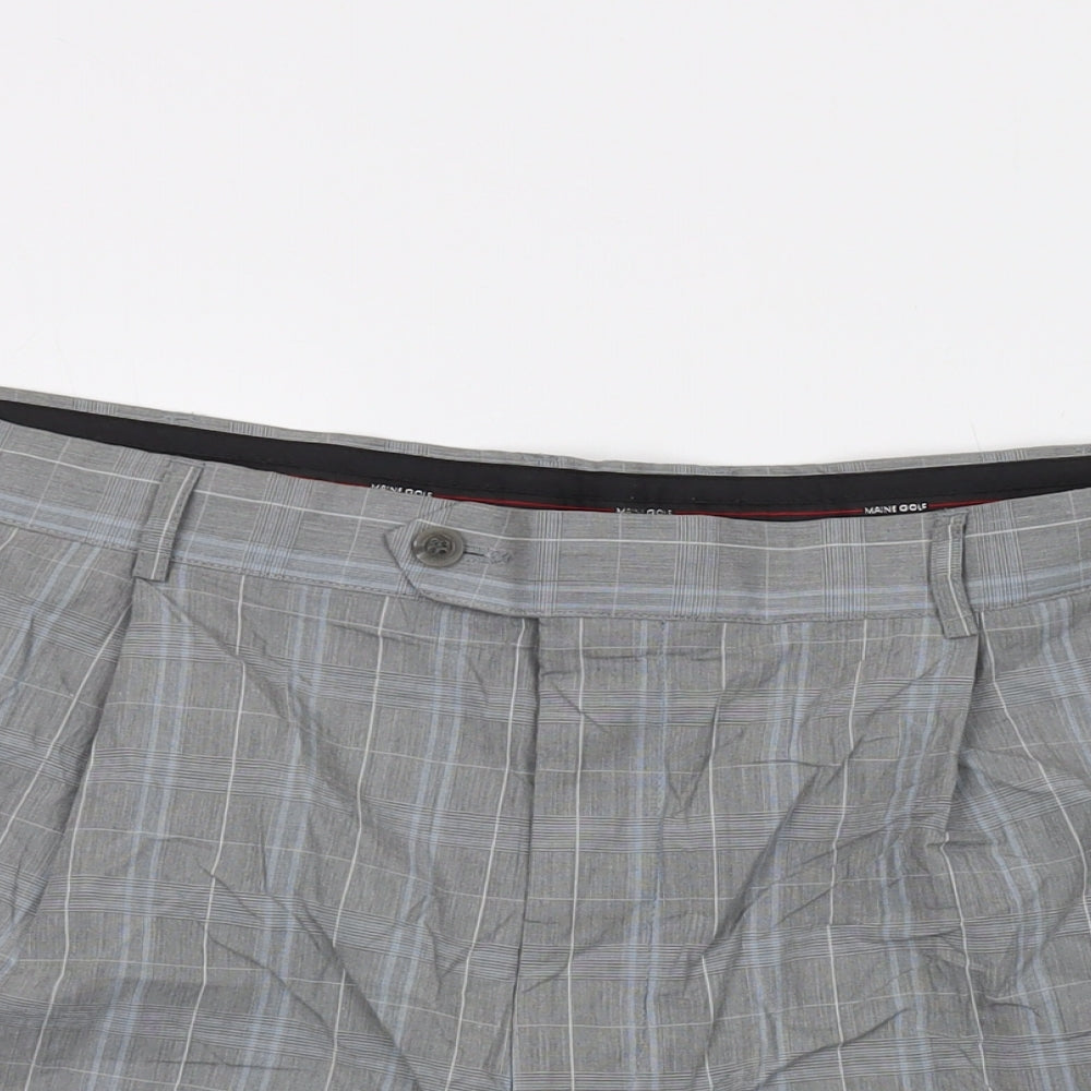 Maine Golf Mens Grey Plaid Cotton Chino Shorts Size 42 in L10 in Regular Button