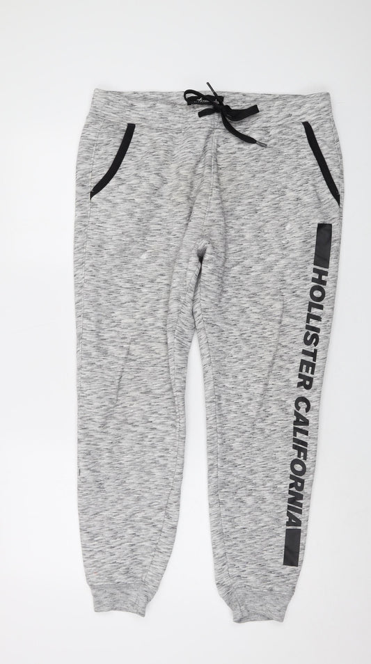Hollister Mens Grey Polyester Trousers Size L L28 in Regular Drawstring