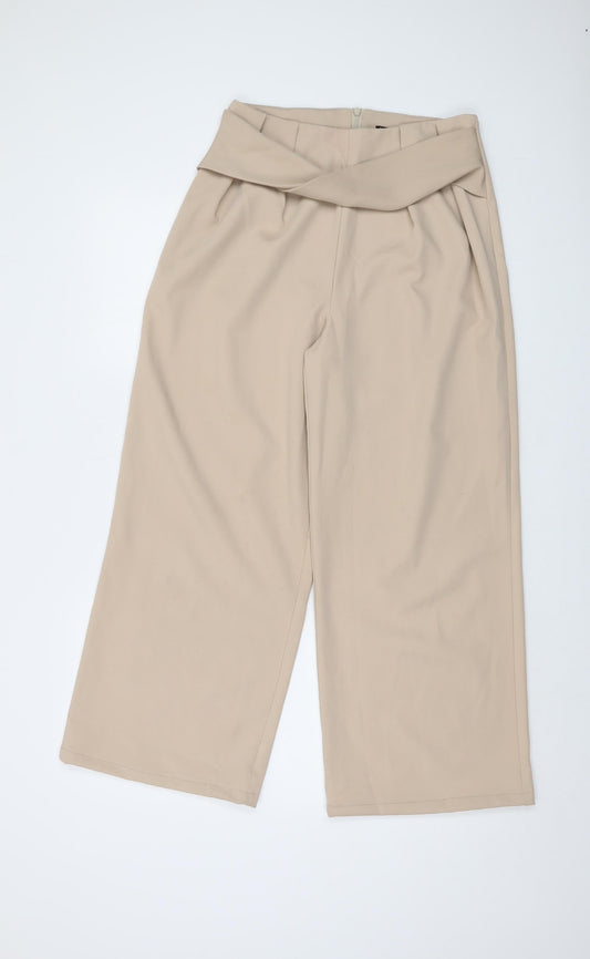 Nasty Gal Womens Beige Polyester Trousers Size 8 L26 in Regular Zip