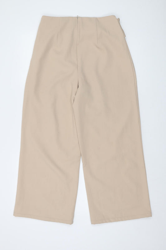 Nasty Gal Womens Beige Polyester Trousers Size 8 L26 in Regular Zip
