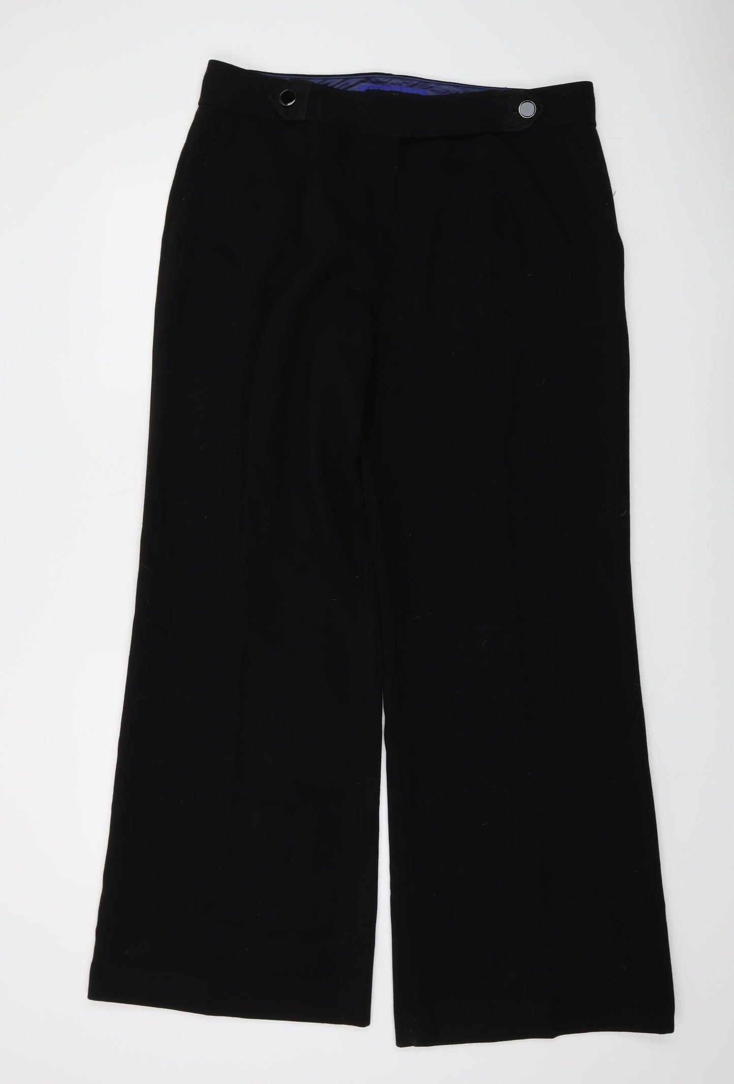 Betty Jackson Womens Black Polyester Trousers Size 16 L32 in Regular Button