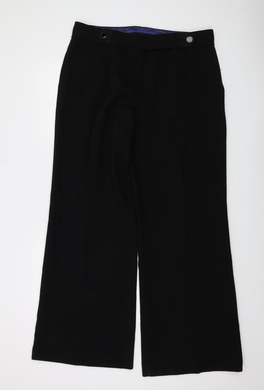 Betty Jackson Womens Black Polyester Trousers Size 16 L32 in Regular Button
