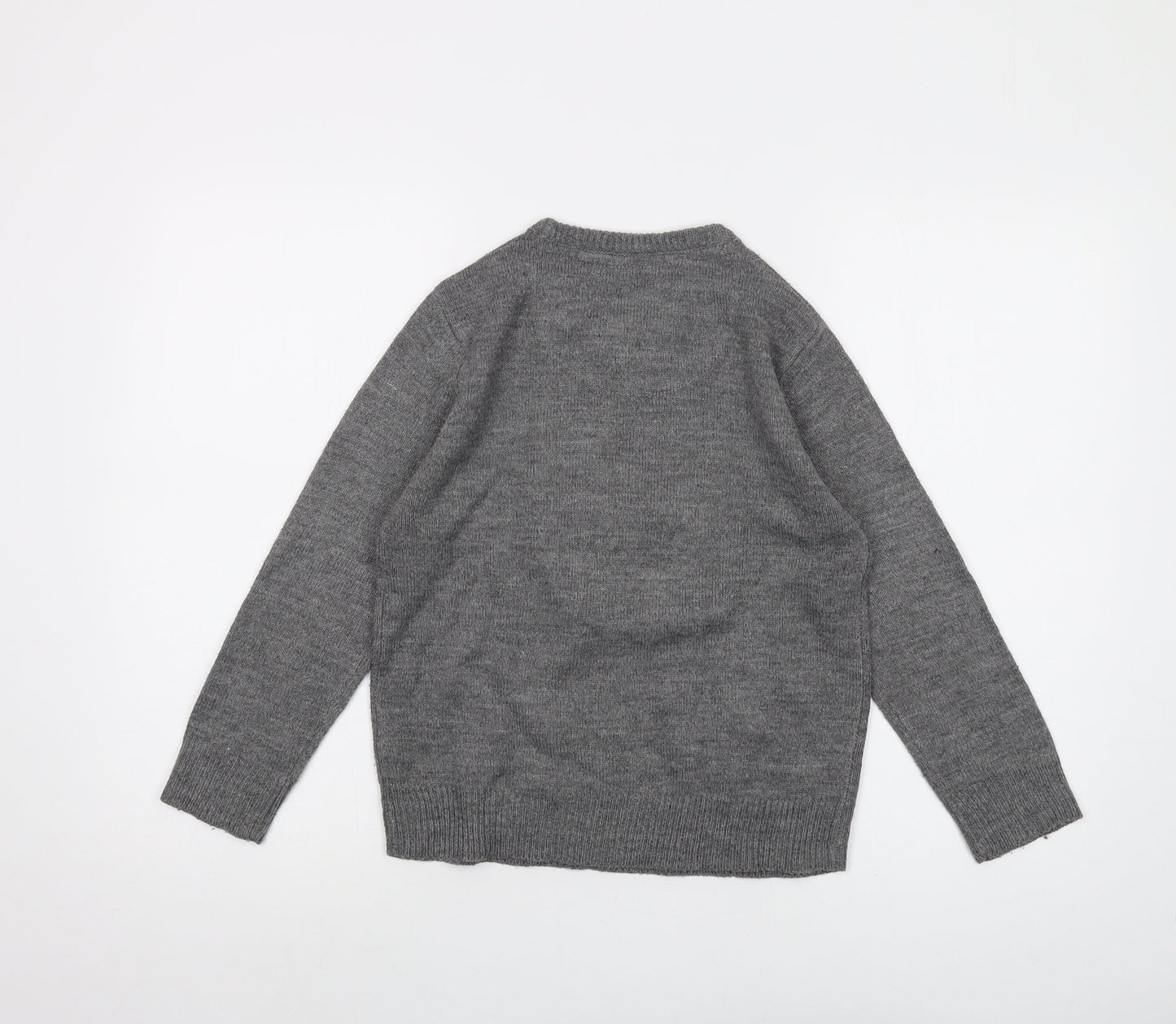 Brave Soul Boys Grey Crew Neck Acrylic Pullover Jumper Size 11-12 Years Pullover - Christmas