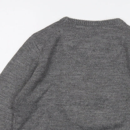 Brave Soul Boys Grey Crew Neck Acrylic Pullover Jumper Size 11-12 Years Pullover - Christmas