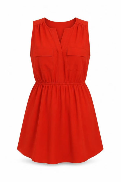 Monteau Womens Red Polyester Mini Size S V-Neck Pullover
