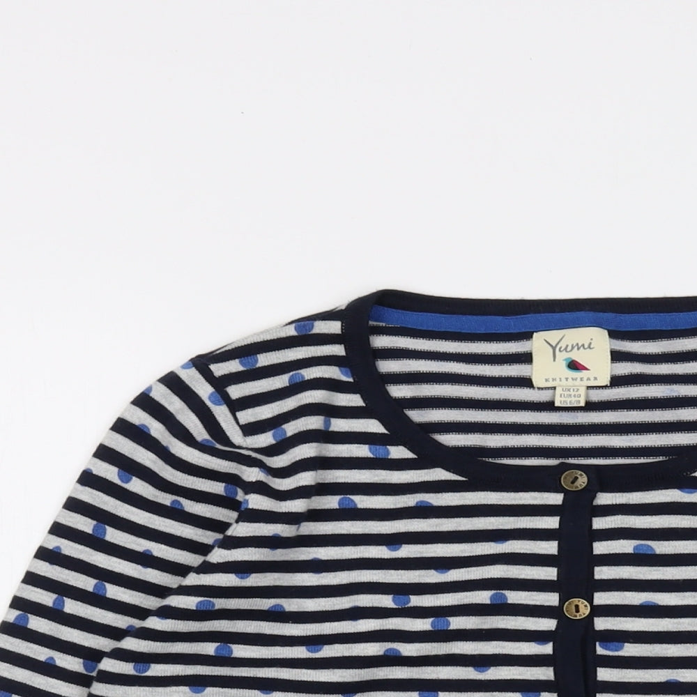 Womens UK Size 12 Yumi Blue Cardigan Jumper