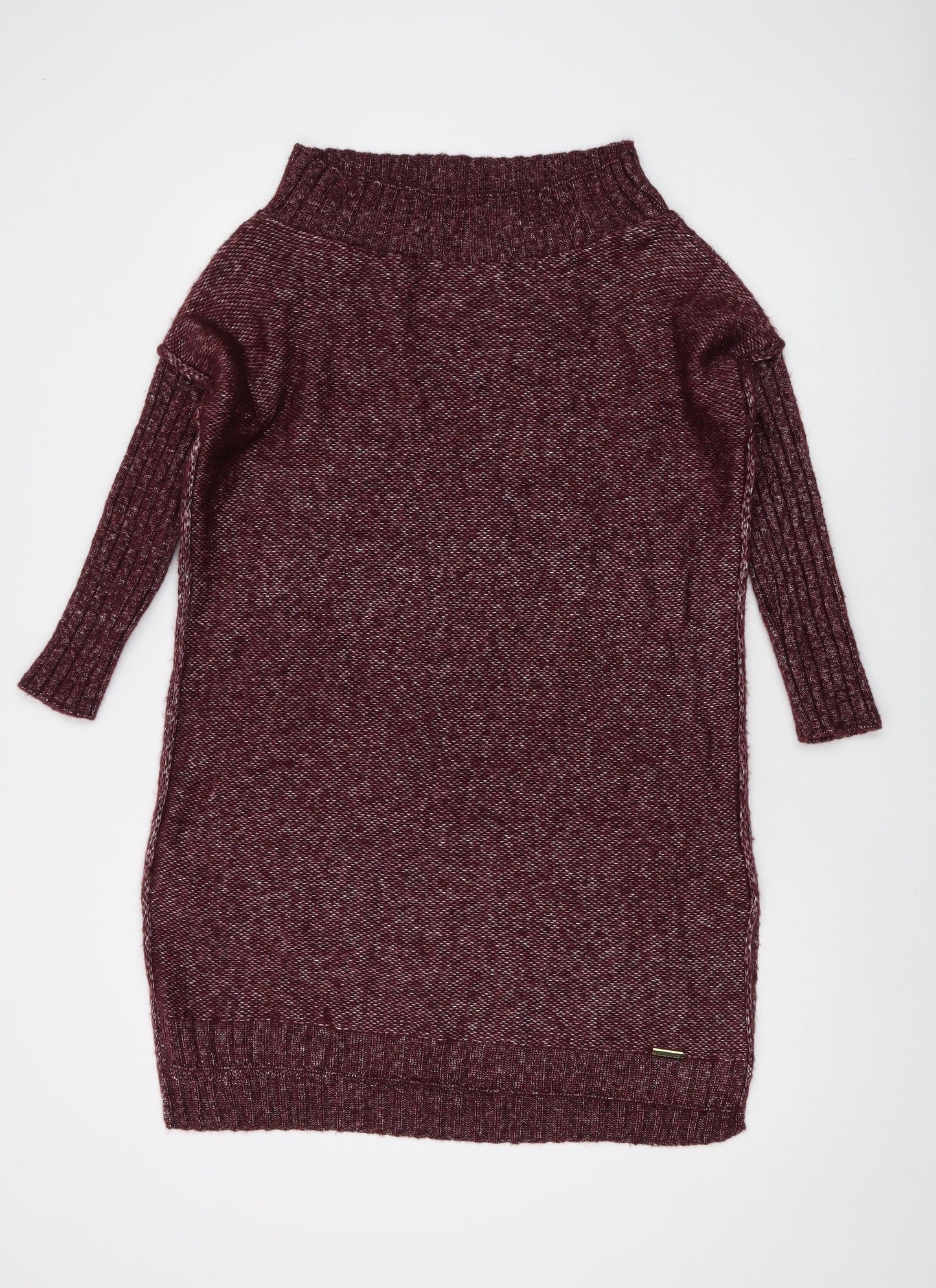 s.Moris Womens Red Square Neck Acrylic Tunic Jumper One Size