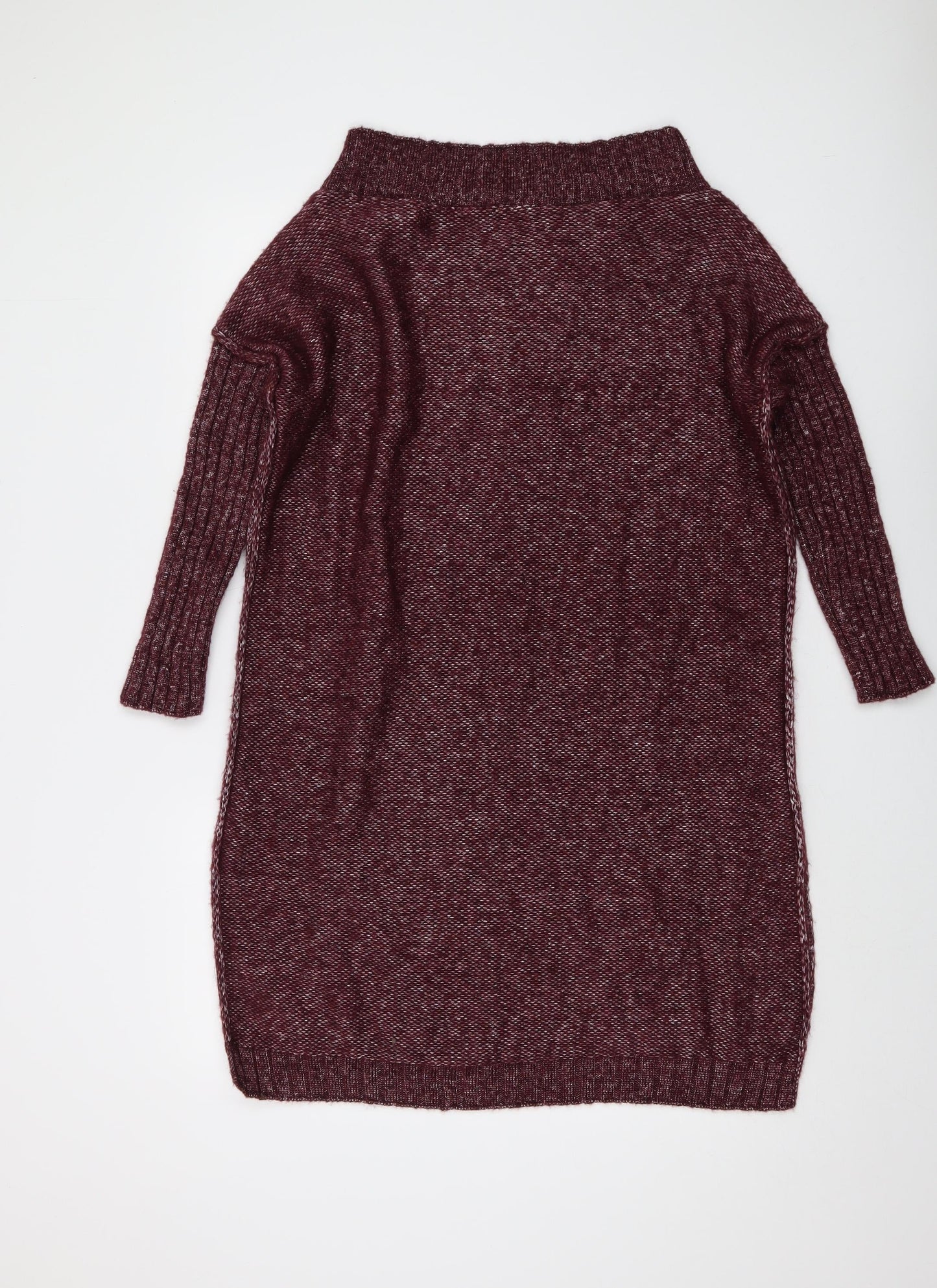 s.Moris Womens Red Square Neck Acrylic Tunic Jumper One Size