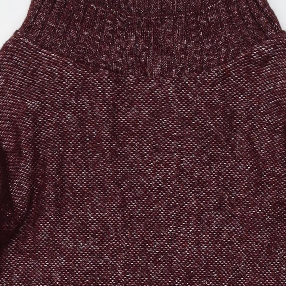 s.Moris Womens Red Square Neck Acrylic Tunic Jumper One Size