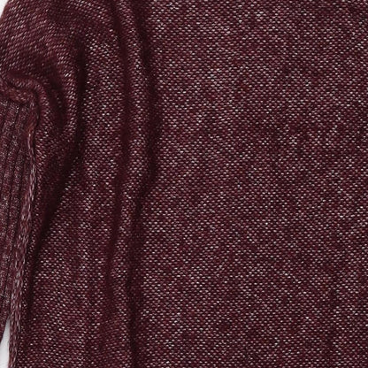 s.Moris Womens Red Square Neck Acrylic Tunic Jumper One Size
