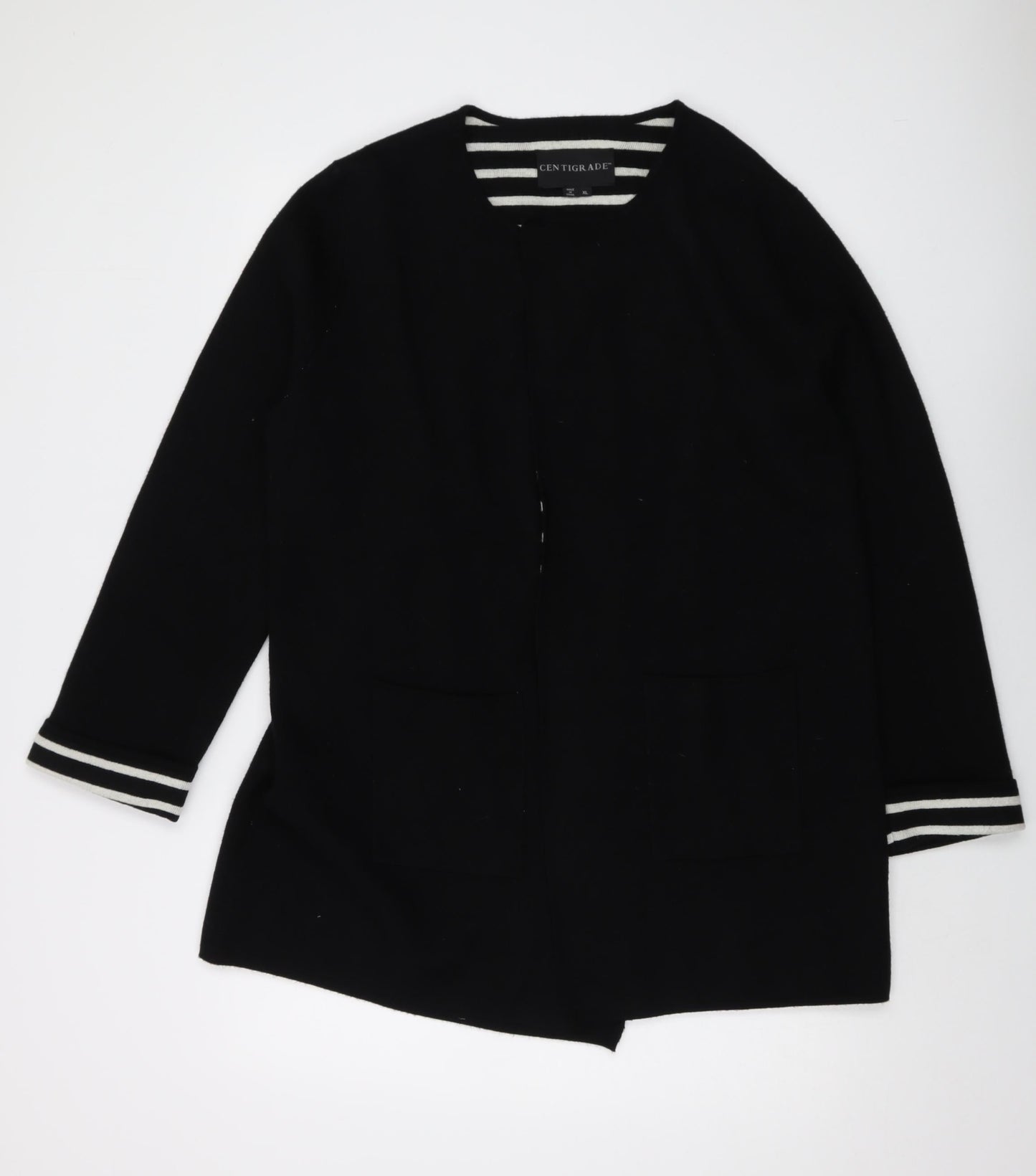 Centrigade Womens Black V-Neck Polyester Cardigan Jumper Size XL