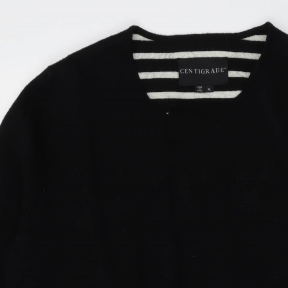 Centrigade Womens Black V-Neck Polyester Cardigan Jumper Size XL