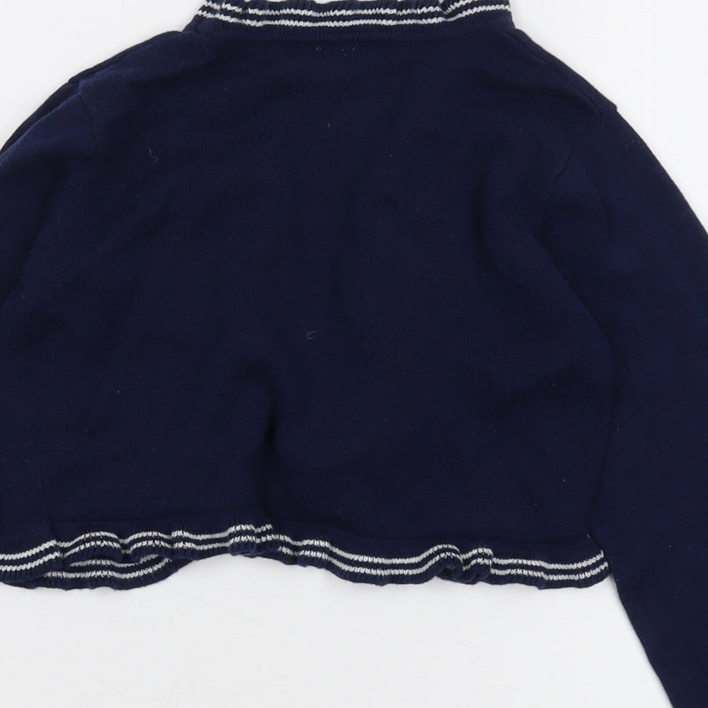 Pumpkin Patch Girls Blue V-Neck Acrylic Shrug Jumper Size 10 Years