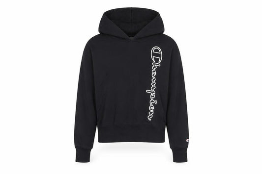 Front view of Champion Black Pullover Hoodie, S - unisex adults