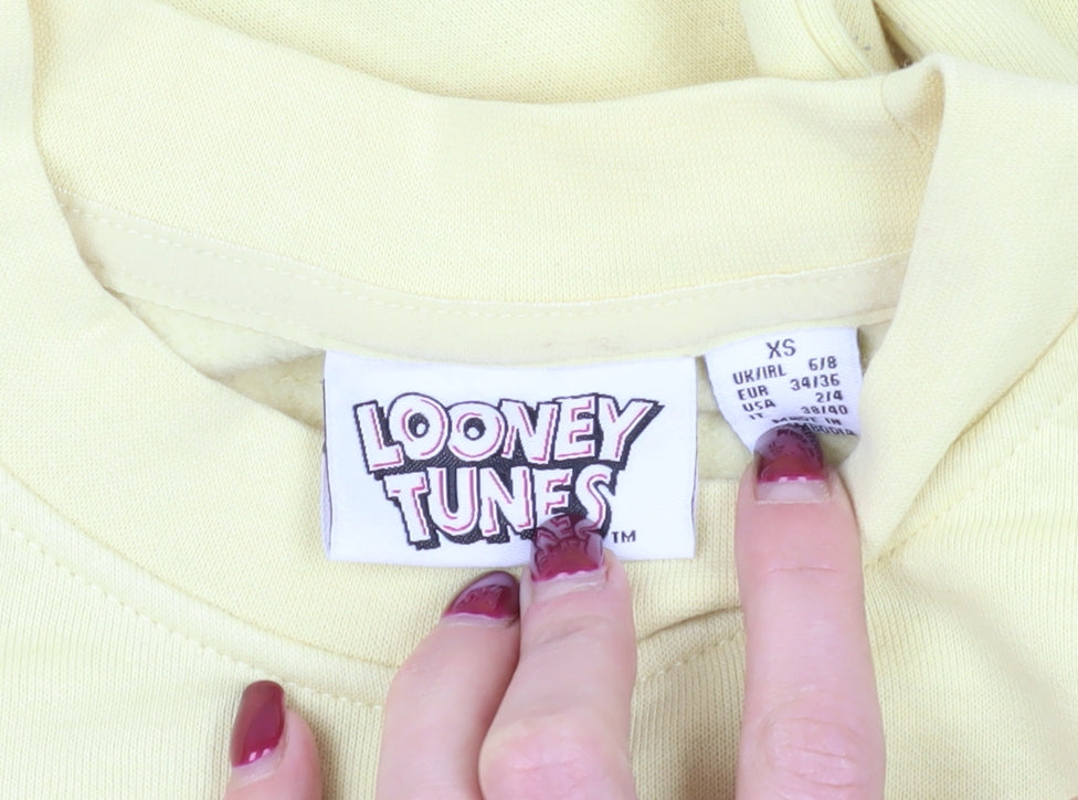 Womens UK Size XS Looney Tunes Yellow Pullover Sweatshirt