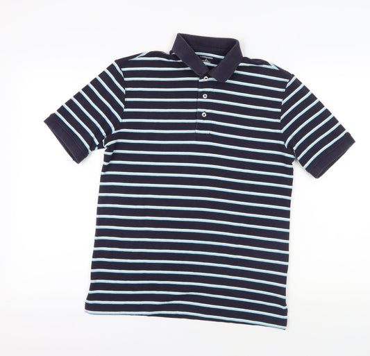 Lands' End Blue Striped Polo Shirt, Size S, Cotton