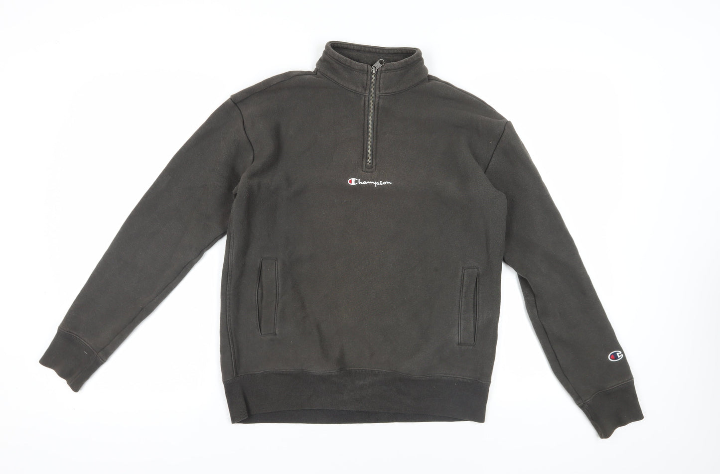 Unisex Adults UK Size XS Champion Black 1/4 Zip Sweatshirt