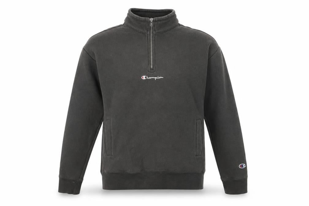 Unisex Adults UK Size XS Champion Black 1/4 Zip Sweatshirt