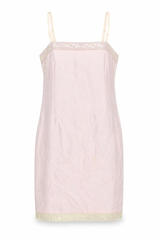 Front view of Kaliko Pink Slip Dress, size 14, with Embroidery