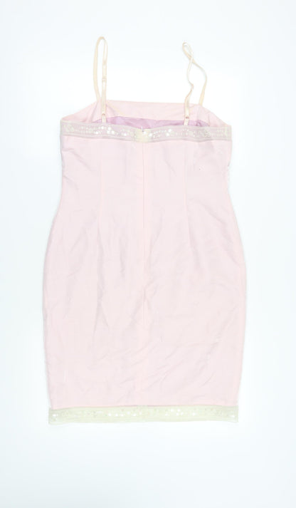 Kaliko Pink Slip Dress Size 14 with Embroidery