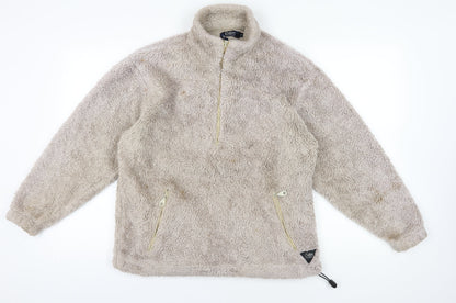 Unisex Adults UK Size S Cotton Traders Beige 1/4 Zip Sweatshirt