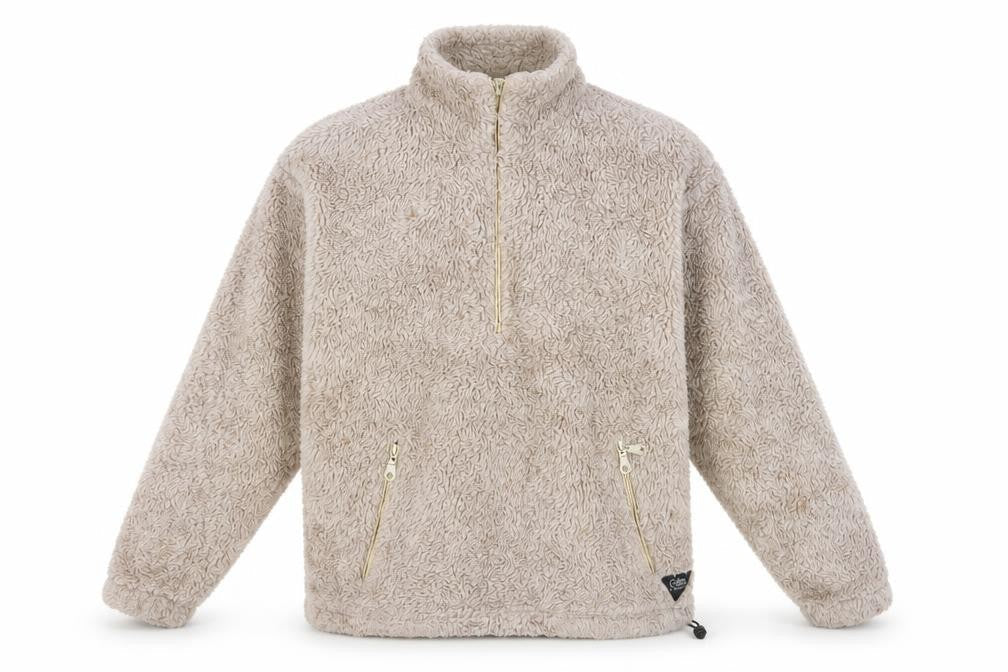 Unisex Adults UK Size S Cotton Traders Beige 1/4 Zip Sweatshirt